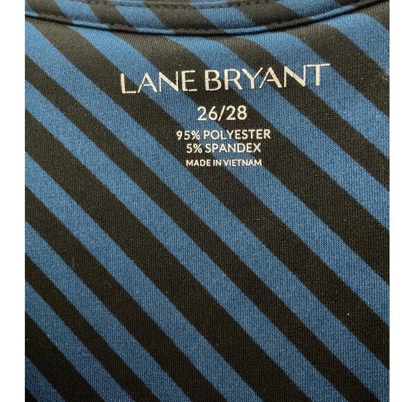Lane Bryant Stretch Knit Top Dolman Sleeve Blue Black Striped Womens Plus 26/28 - Picture 3 of 5